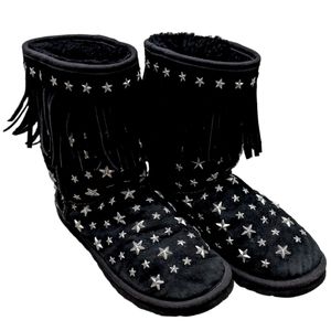 Jimmy Choo UGG Starlit fringe boots with silver stars black Limited Edition